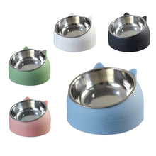 Load image into Gallery viewer, Cat Dog Bowl 15 Degrees Tilted Stainless Steel Cat Bowl safeguard Neck Puppy Cats Feeder Non-slip Crashworthiness Base Pet Bowls
