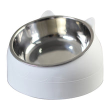 Load image into Gallery viewer, Cat Dog Bowl 15 Degrees Tilted Stainless Steel Cat Bowl safeguard Neck Puppy Cats Feeder Non-slip Crashworthiness Base Pet Bowls
