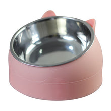 Load image into Gallery viewer, Cat Dog Bowl 15 Degrees Tilted Stainless Steel Cat Bowl safeguard Neck Puppy Cats Feeder Non-slip Crashworthiness Base Pet Bowls
