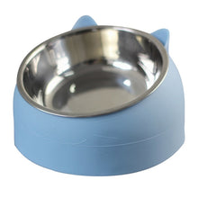 Load image into Gallery viewer, Cat Dog Bowl 15 Degrees Tilted Stainless Steel Cat Bowl safeguard Neck Puppy Cats Feeder Non-slip Crashworthiness Base Pet Bowls
